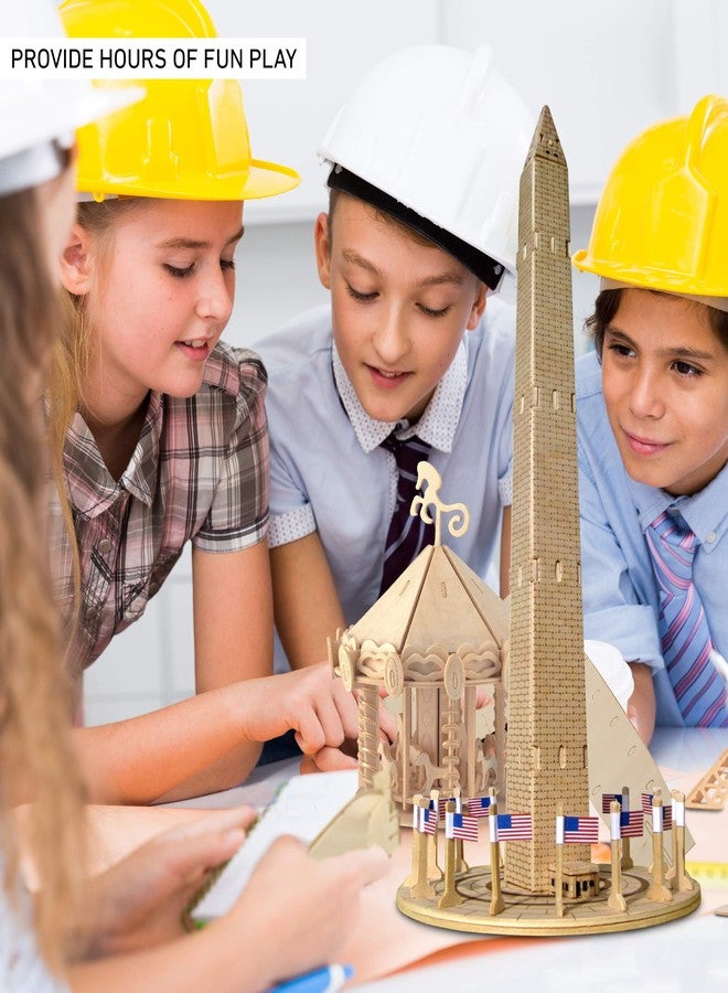 Puzzled 3D Puzzle Washington Monument Wood Craft Construction Model Kit, Educational DIY Wooden Toy Assemble Model Unfinished Crafting Hobby Puzzle to Build and Paint for Decoration 34 Pieces Pack - Image 4